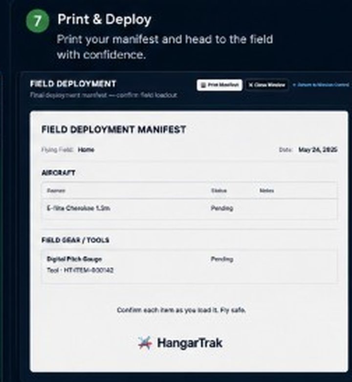 Print & Deploy — HangarTrak screenshot